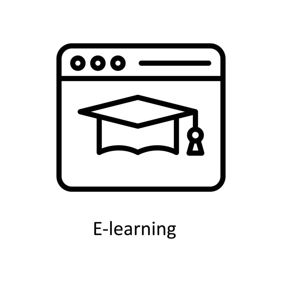 E-Learning Vektor Gliederung Symbole. einfach Lager Illustration Lager