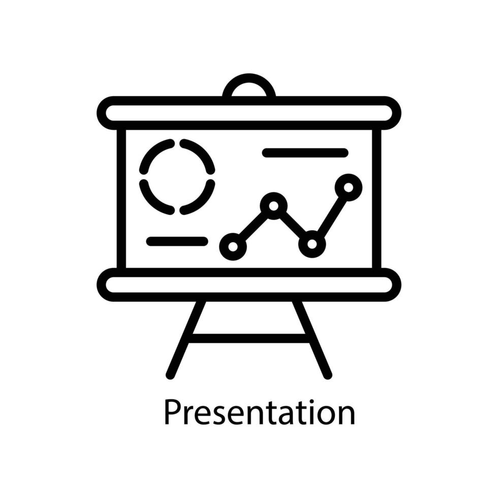 presentation vektor översikt ikoner. enkel stock illustration stock