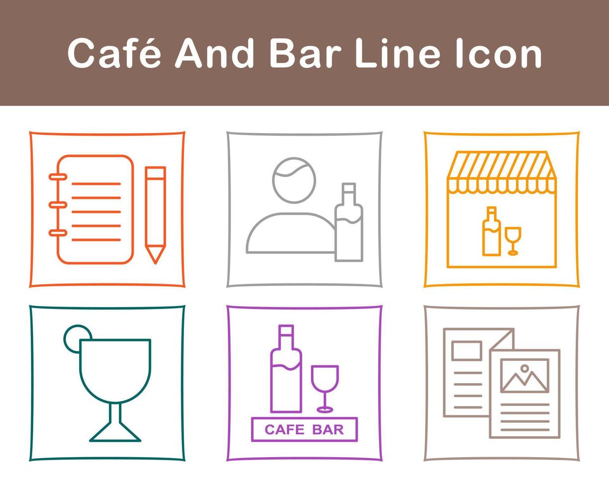 Kafé och bar vektor ikon uppsättning