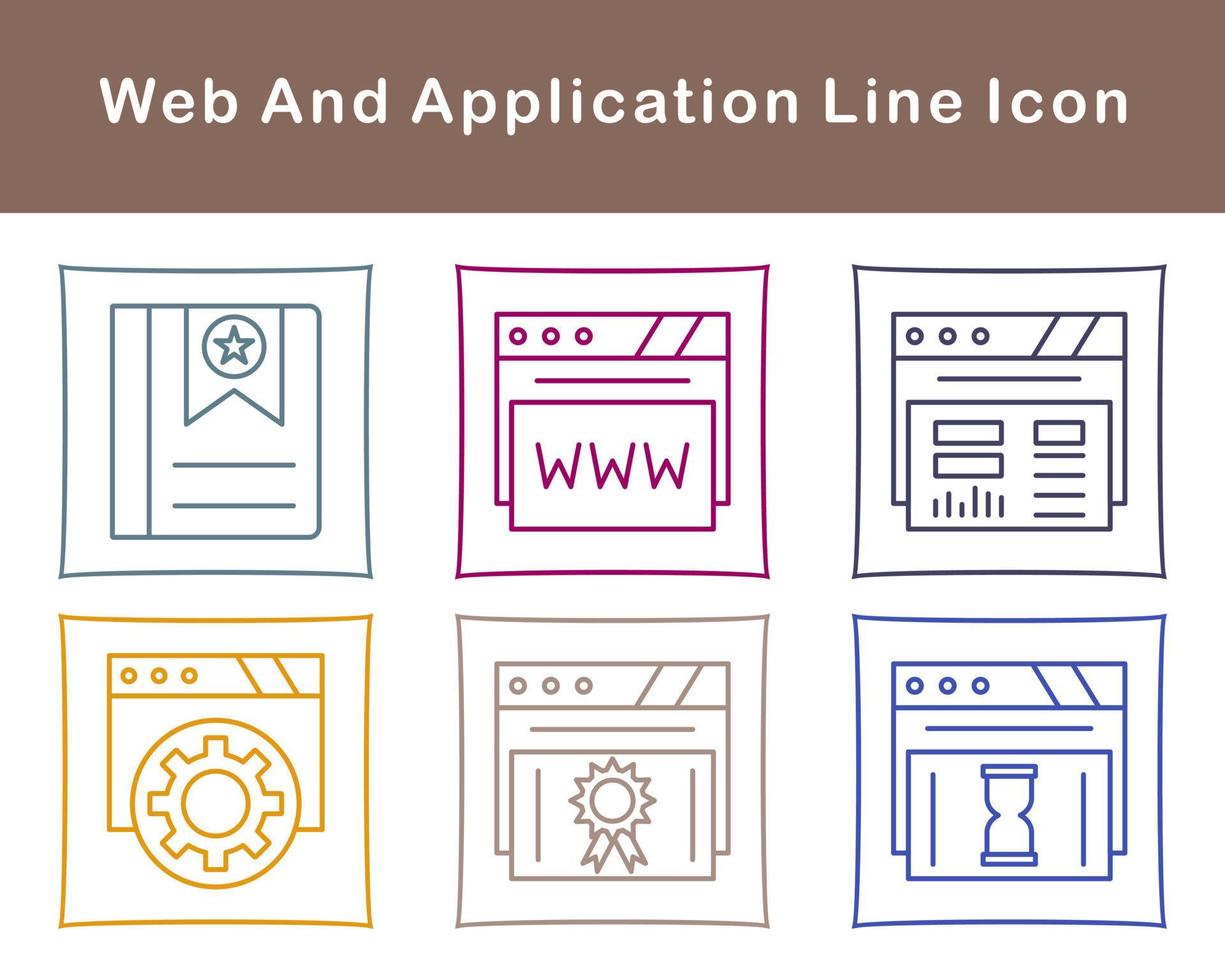 webb och Ansökan vektor ikon uppsättning