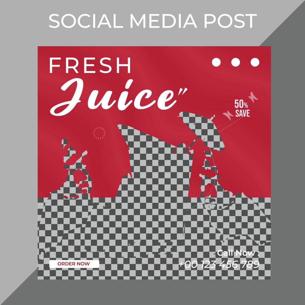 färsk juice företag marknadsföring social media posta eller webb baner mall design med abstrakt bakgrund, logotyp och ikon. vektor