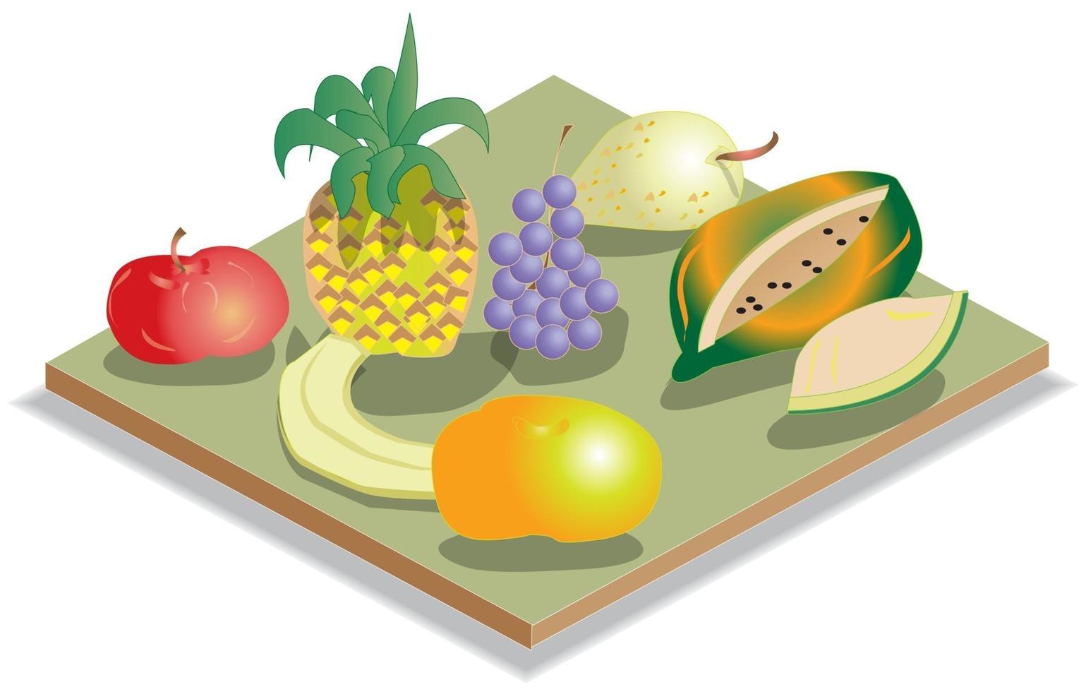 isometrisk frukt illustration och ikon vektor