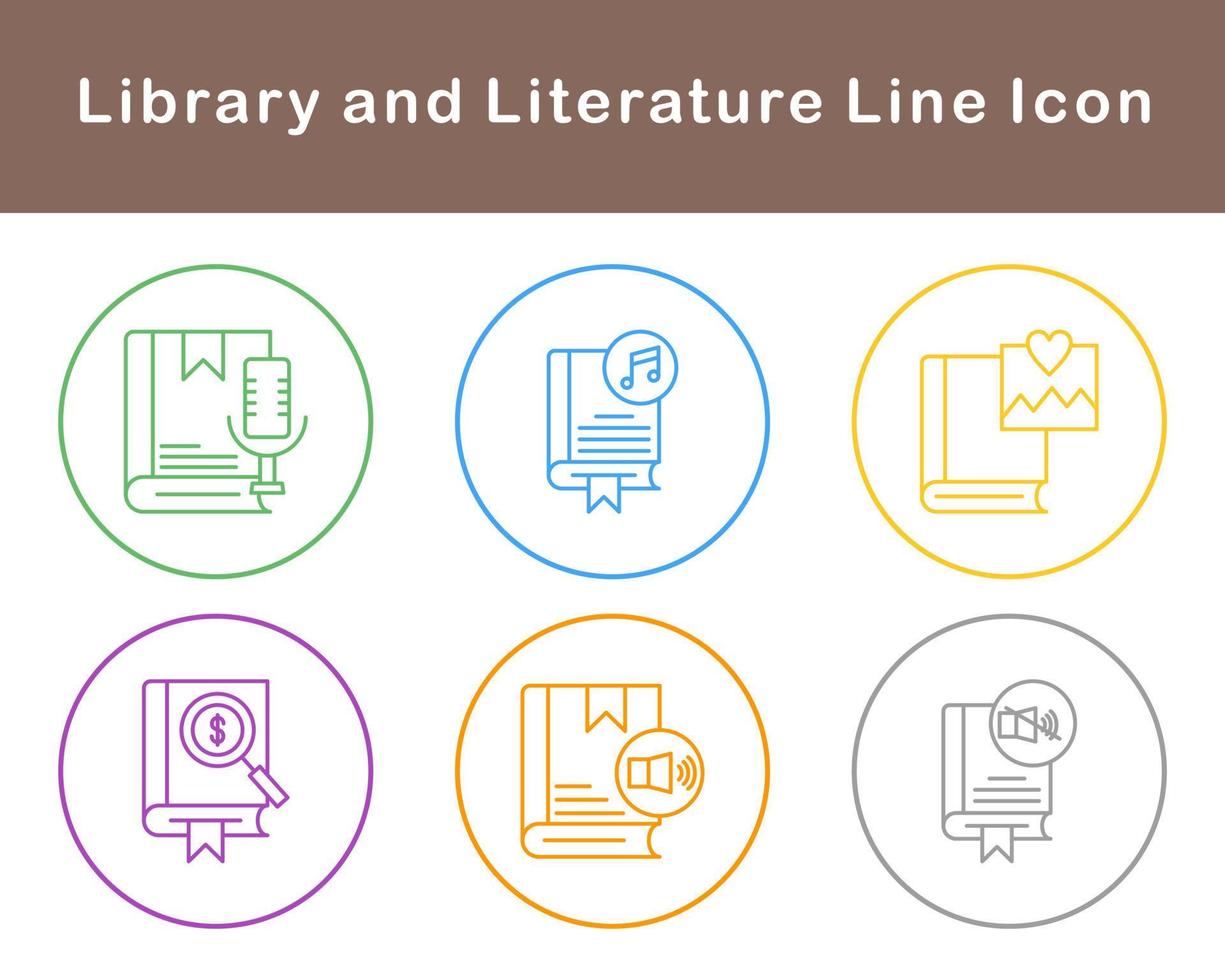 bibliotek och litteratur vektor ikon uppsättning