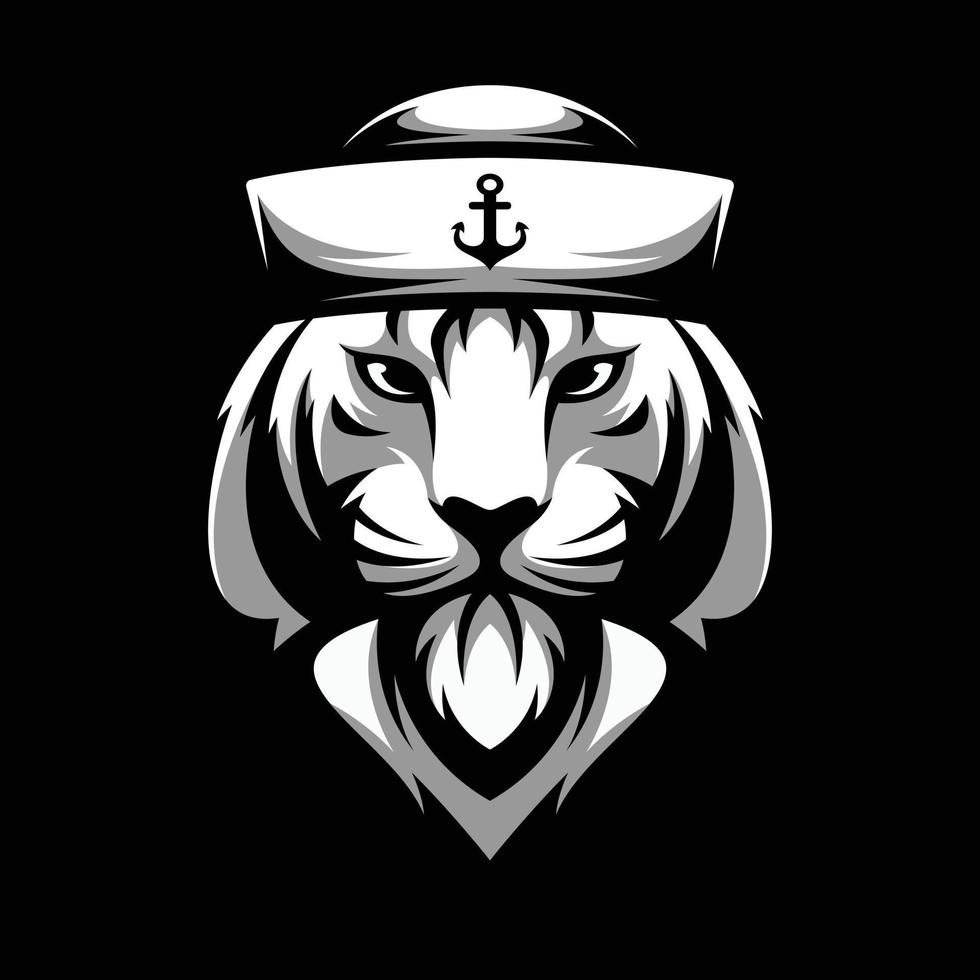 tiger sjöman maskot logotyp design vektor