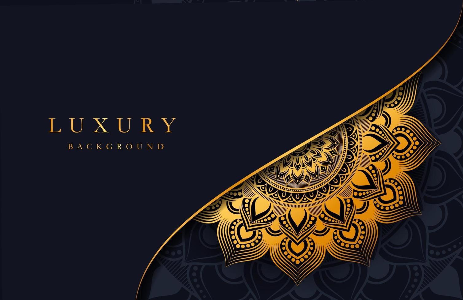 Luxushintergrund mit Gold islamischem Mandala Ornament auf dunkler Oberfläche vektor