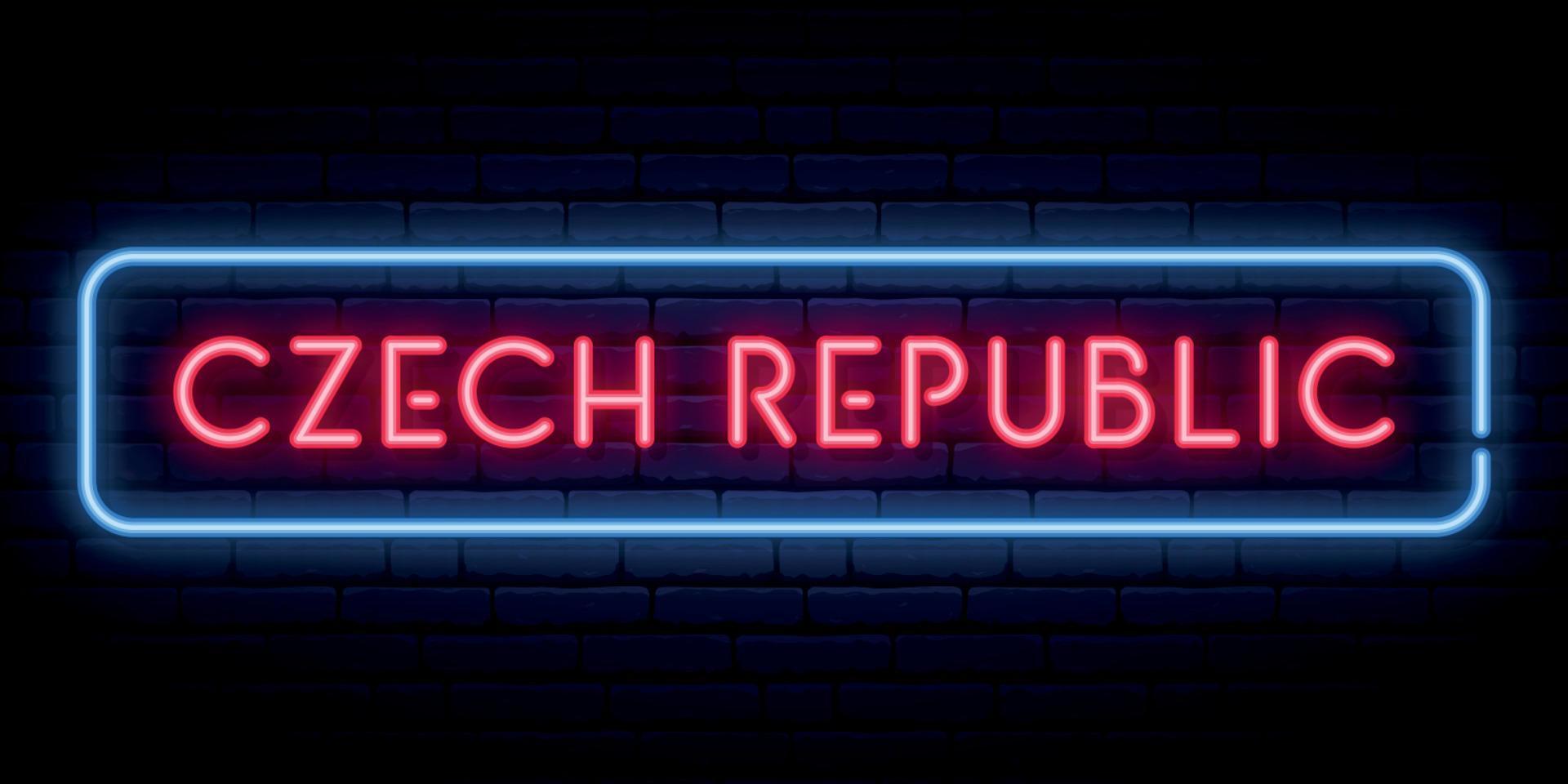 Tschechisch Republik Neon- unterzeichnen. hell Licht Schild. Vektor Banner.