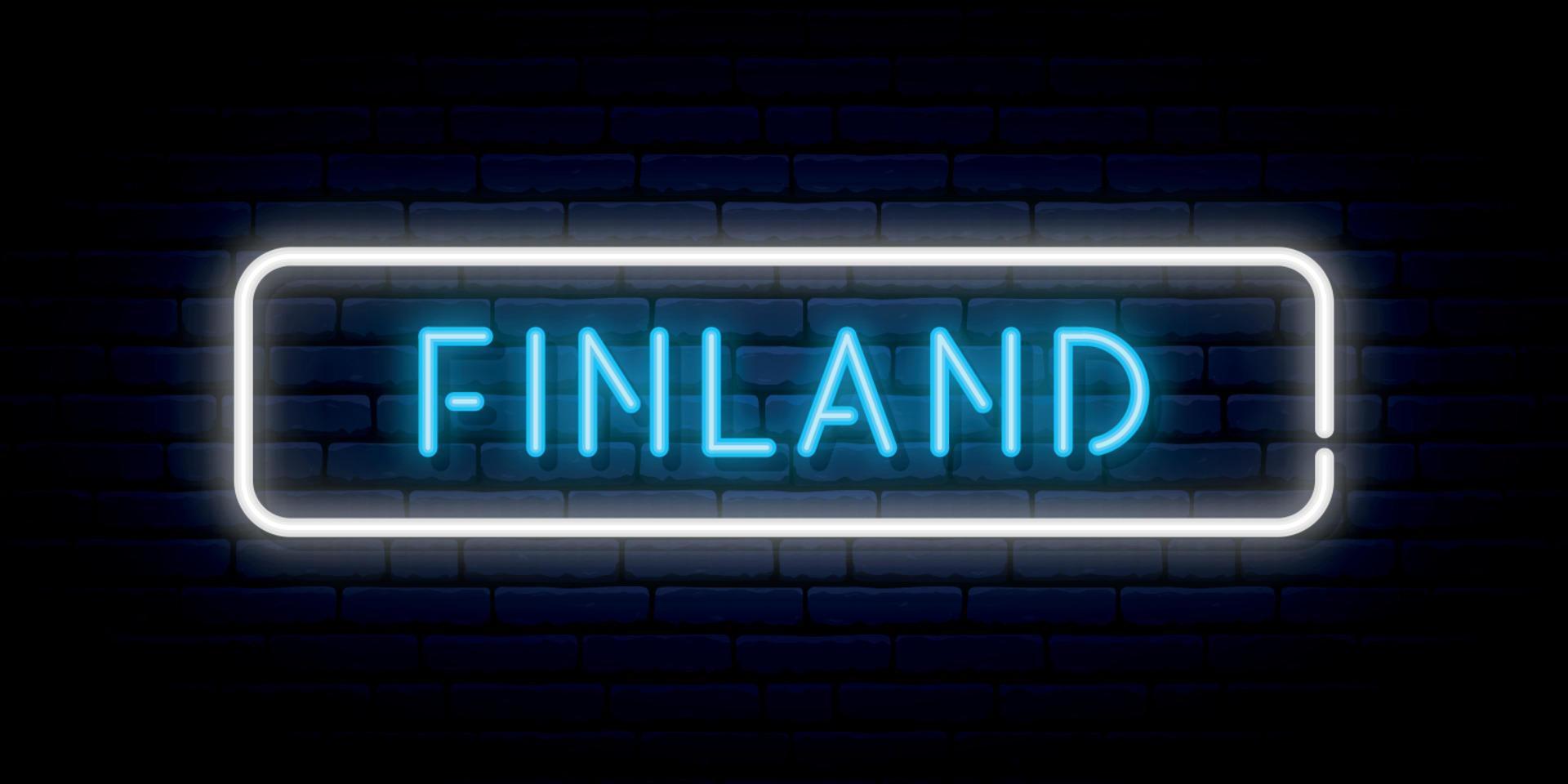 finland neon tecken. ljus ljus skylt. vektor baner.