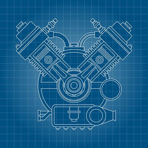 Auto Motor Strichzeichnung Hintergrund vektor