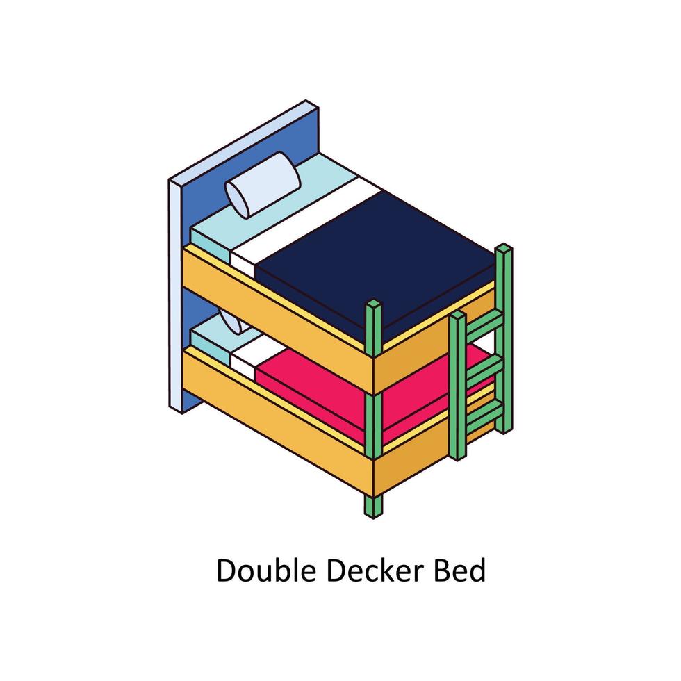 dubbel- däck säng vektor isometrisk ikoner. enkel stock illustration stock