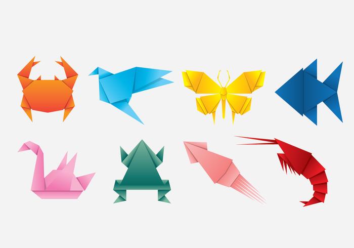 djur origami ikon samling vektor
