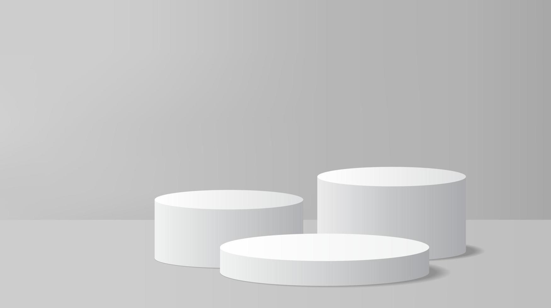 abstrakt grau Anzeige Hintergrund mit 3d machen Zylinder Sockel Podium. grau minimal Mauer Szene zum Produkt Anzeige Präsentation. geometrisch Bühne Plattform Vektor