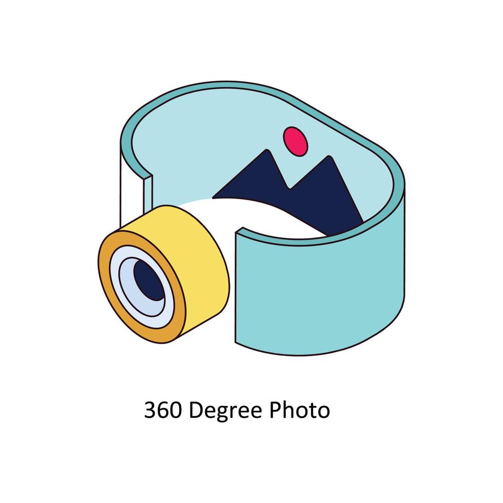 360 Grad Foto Vektor isometrisch Symbole. einfach Lager Illustration Lager