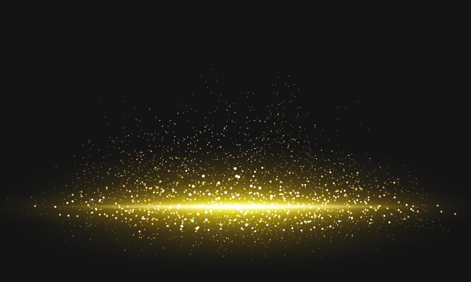 gyllene ljus effekt på svart bakgrund. gyllene lysande rader med abstrakt partiklar. lysande spår. festlig dekoration. vektor illustration