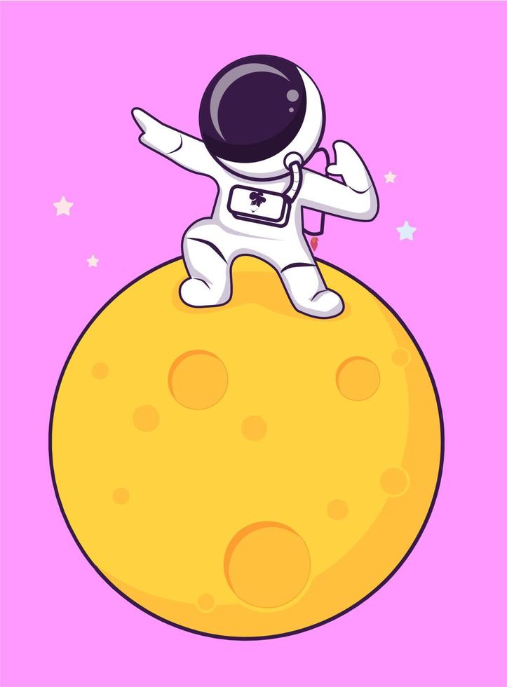 gut Astronaut halten Flagge auf Mond Karikatur Vektor Symbol Illustration Wissenschaft Technologie Symbol Konzept isoliert Prämie Vektor. eben Karikatur Stil Fix