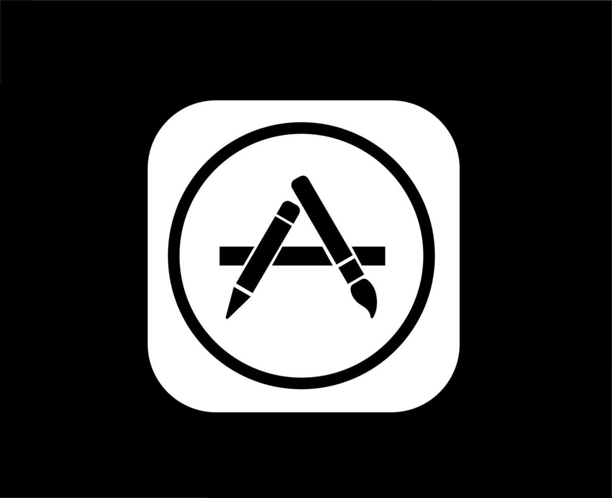 app Lagra ikon logotyp telefon äpple symbol vit design mobil vektor illustration med svart bakgrund