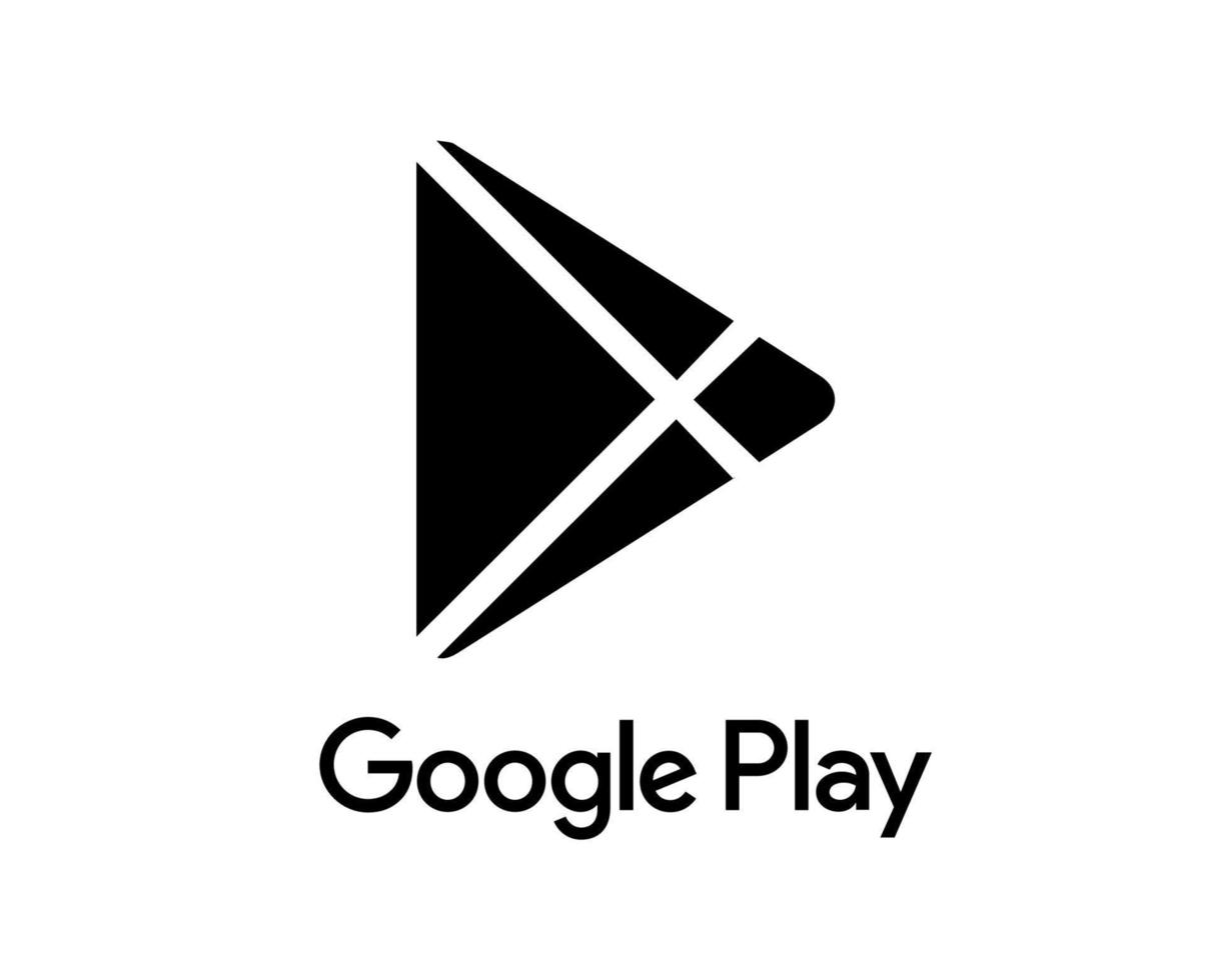 Google abspielen Symbol Marke Logo mit Name schwarz Design Software Telefon Handy, Mobiltelefon Vektor Illustration