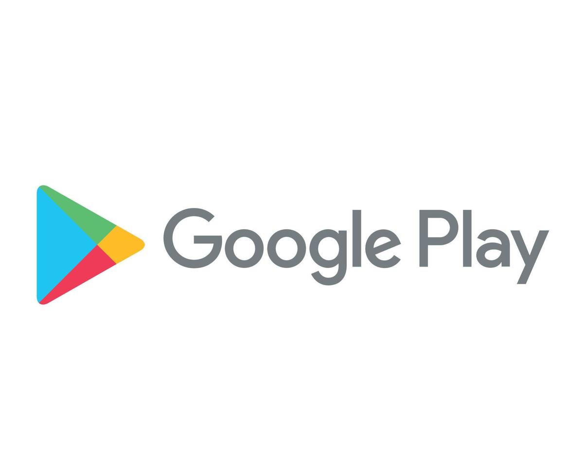 Google abspielen Symbol Marke Logo mit Name grau Design Software Handy, Mobiltelefon Vektor Illustration