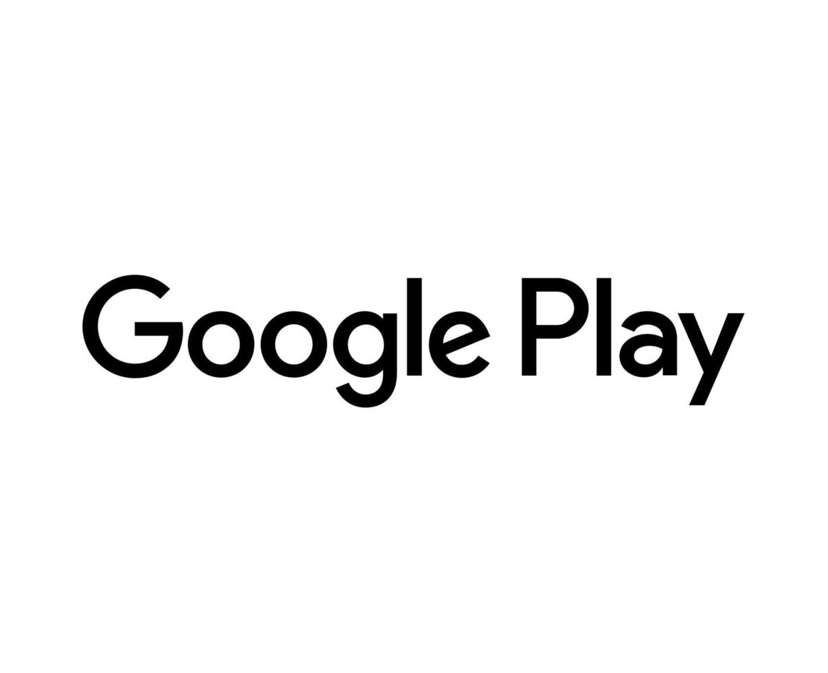 Google spela symbol varumärke logotyp namn svart design programvara telefon mobil vektor illustration