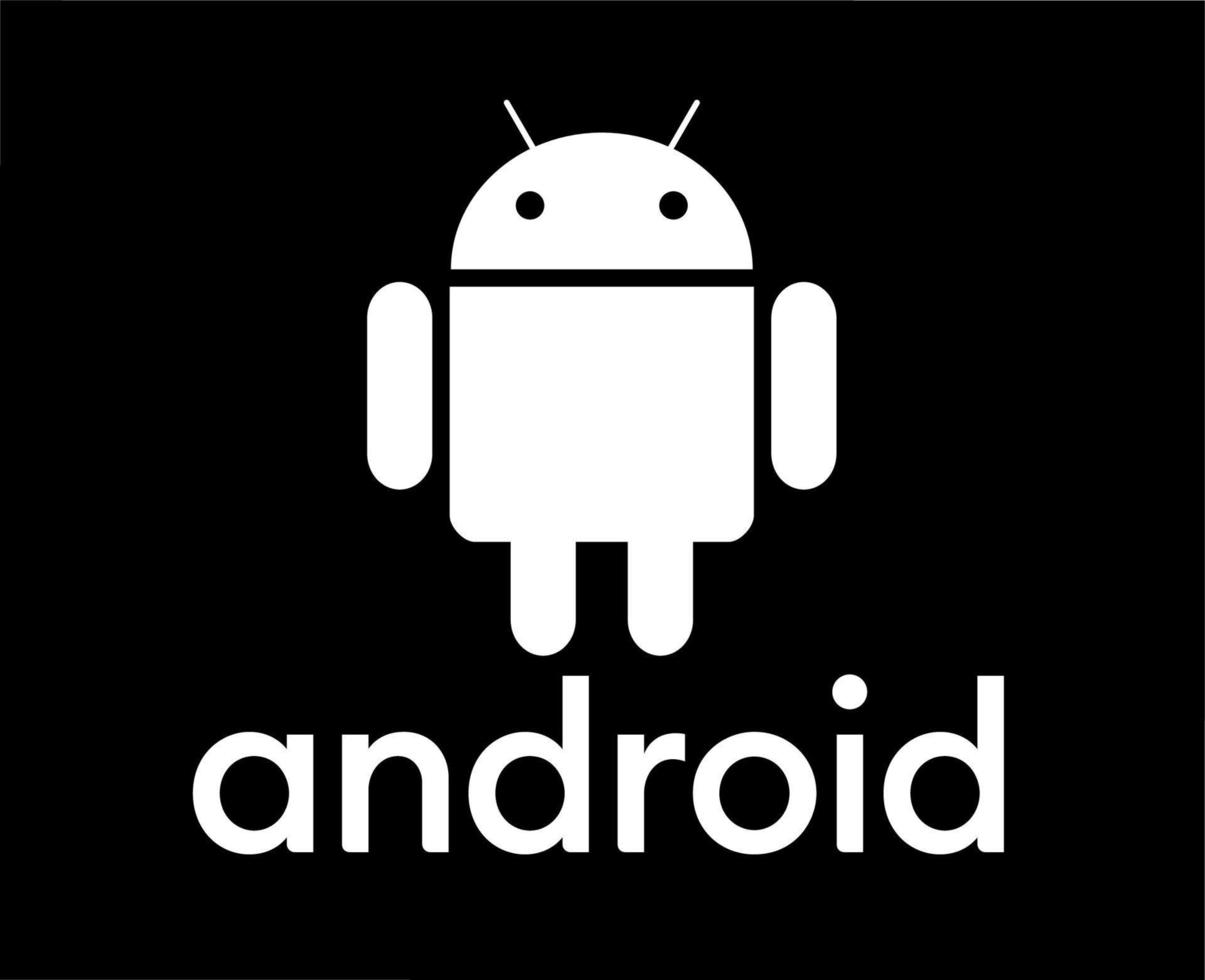 android rörelse systemet logotyp ikon symbol med namn vit design programvara telefon mobil vektor illustration med svart bakgrund