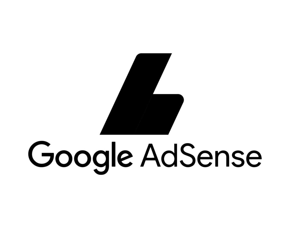Google Adsense Symbol alt Logo mit Name schwarz Design Vektor Illustration
