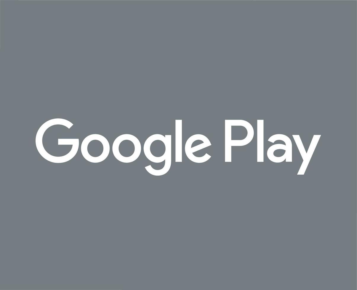 Google abspielen Symbol Marke Logo Name Weiß Design Software Telefon Handy, Mobiltelefon Vektor Illustration mit grau Hintergrund