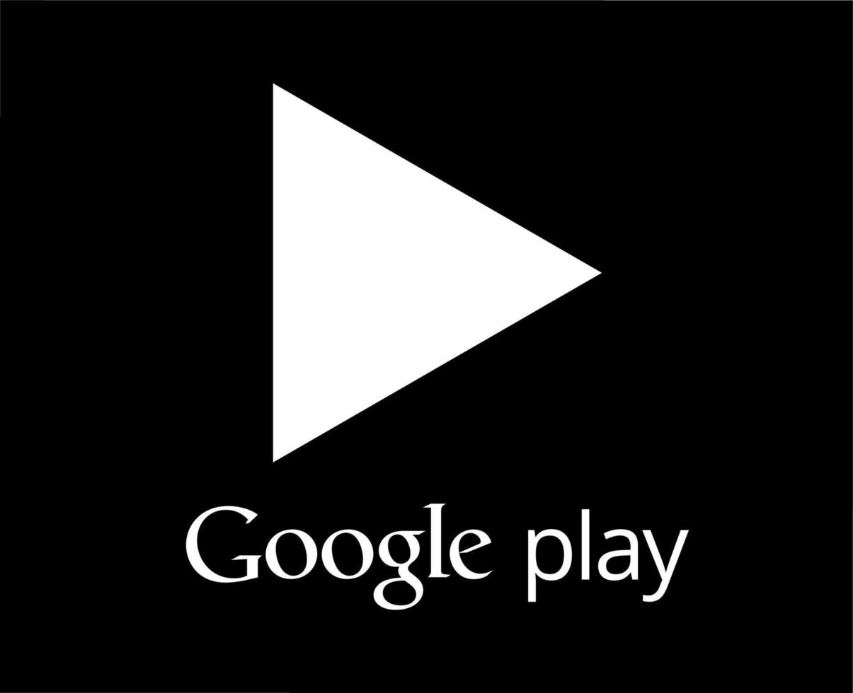 Google abspielen Logo Symbol mit Name Weiß Design Software Telefon Handy, Mobiltelefon Vektor Illustration mit schwarz Hintergrund