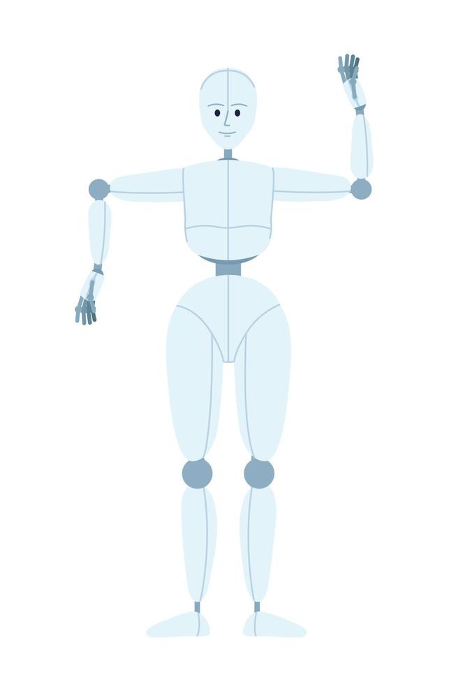 Humanoid Roboter zum Party halb eben Farbe Vektor Charakter. menschenähnlich tanzen Bewegung. editierbar voll Körper Zahl auf Weiß. einfach Karikatur Stil Stelle Illustration zum Netz Grafik Design und Animation