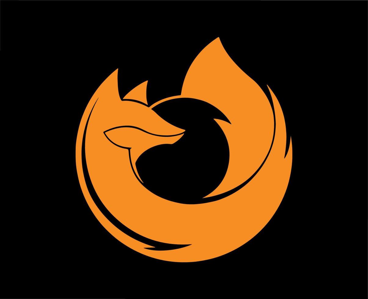mozilla Firefox varumärke logotyp symbol orange design browser programvara vektor illustration med svart bakgrund