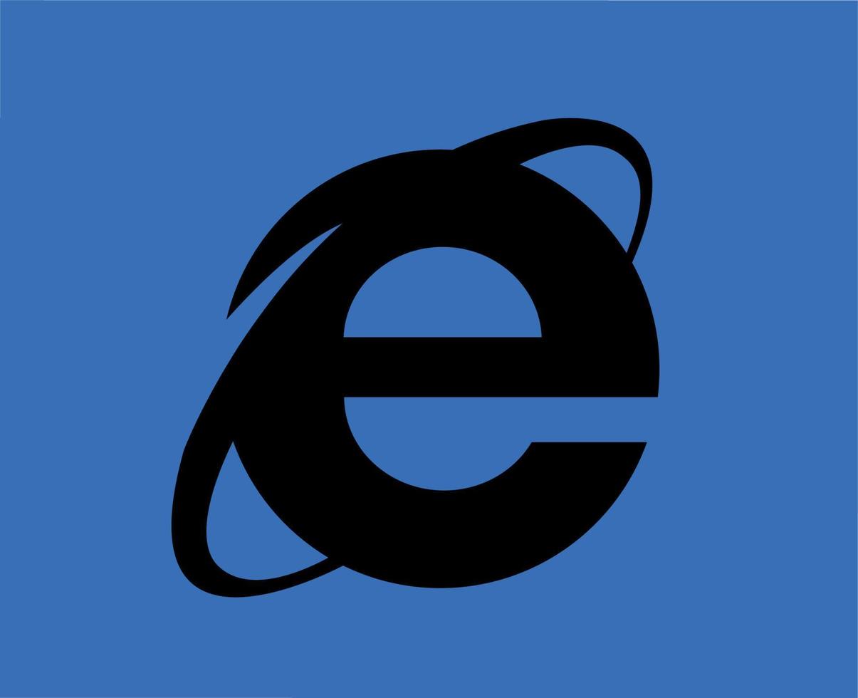 internet explorer browser logotyp varumärke symbol svart design programvara vektor illustration med blå bakgrund