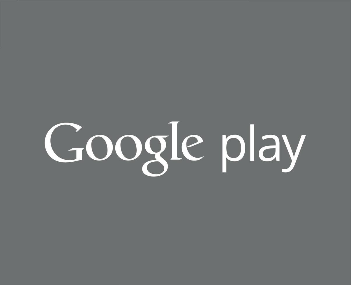 Google abspielen Software Handy, Mobiltelefon Logo Symbol mit Name Weiß Design Vektor Illustration mit grau Hintergrund