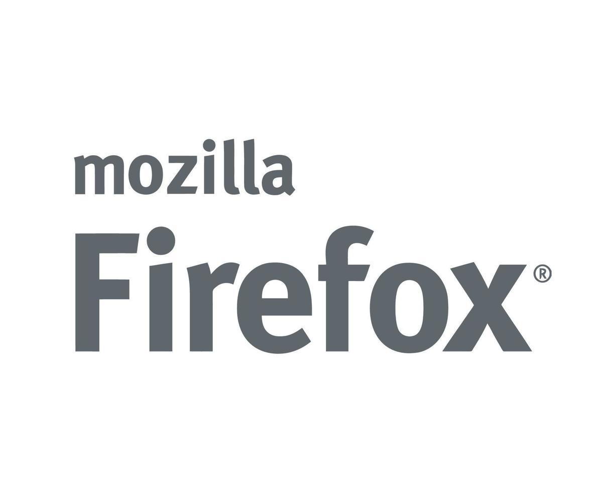 mozilla Firefox browser varumärke logotyp symbol namn grå design programvara vektor illustration