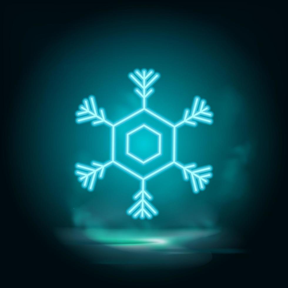 Schneeflocke Neon- Vektor Symbol. Weihnachten und Winter Thema. einfach eben schwarz Illustration. Symbol auf Weiß Hintergrund