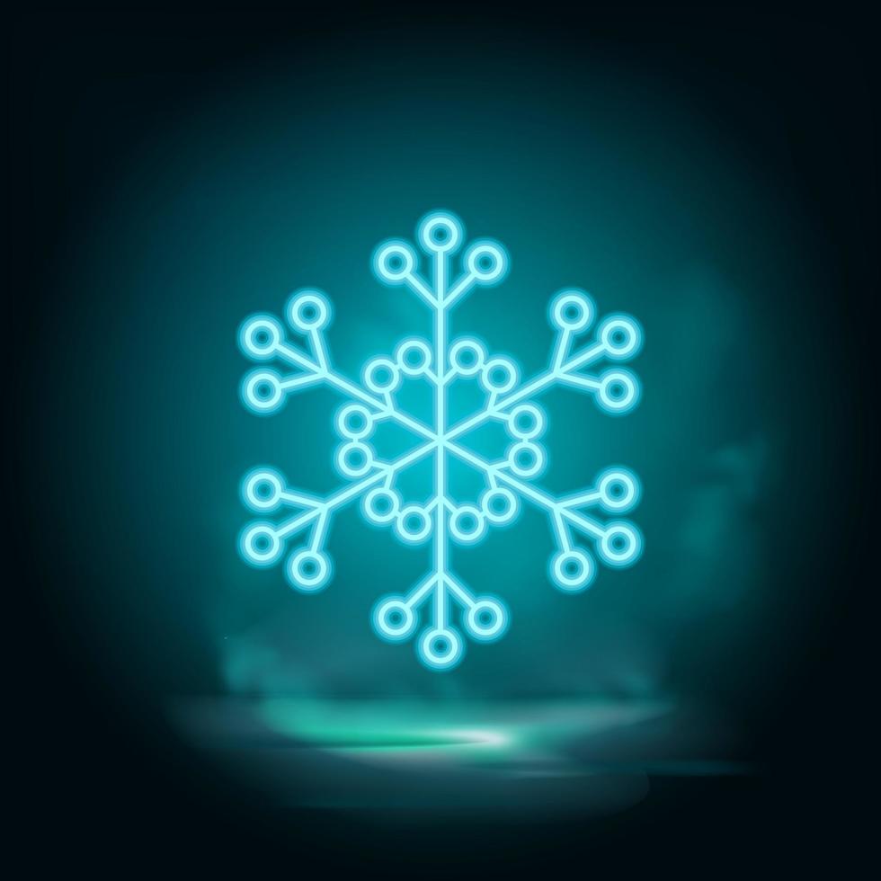 Schneeflocke Neon- Vektor Symbol. Weihnachten und Winter Thema. einfach eben schwarz Illustration. Symbol auf Weiß Hintergrund