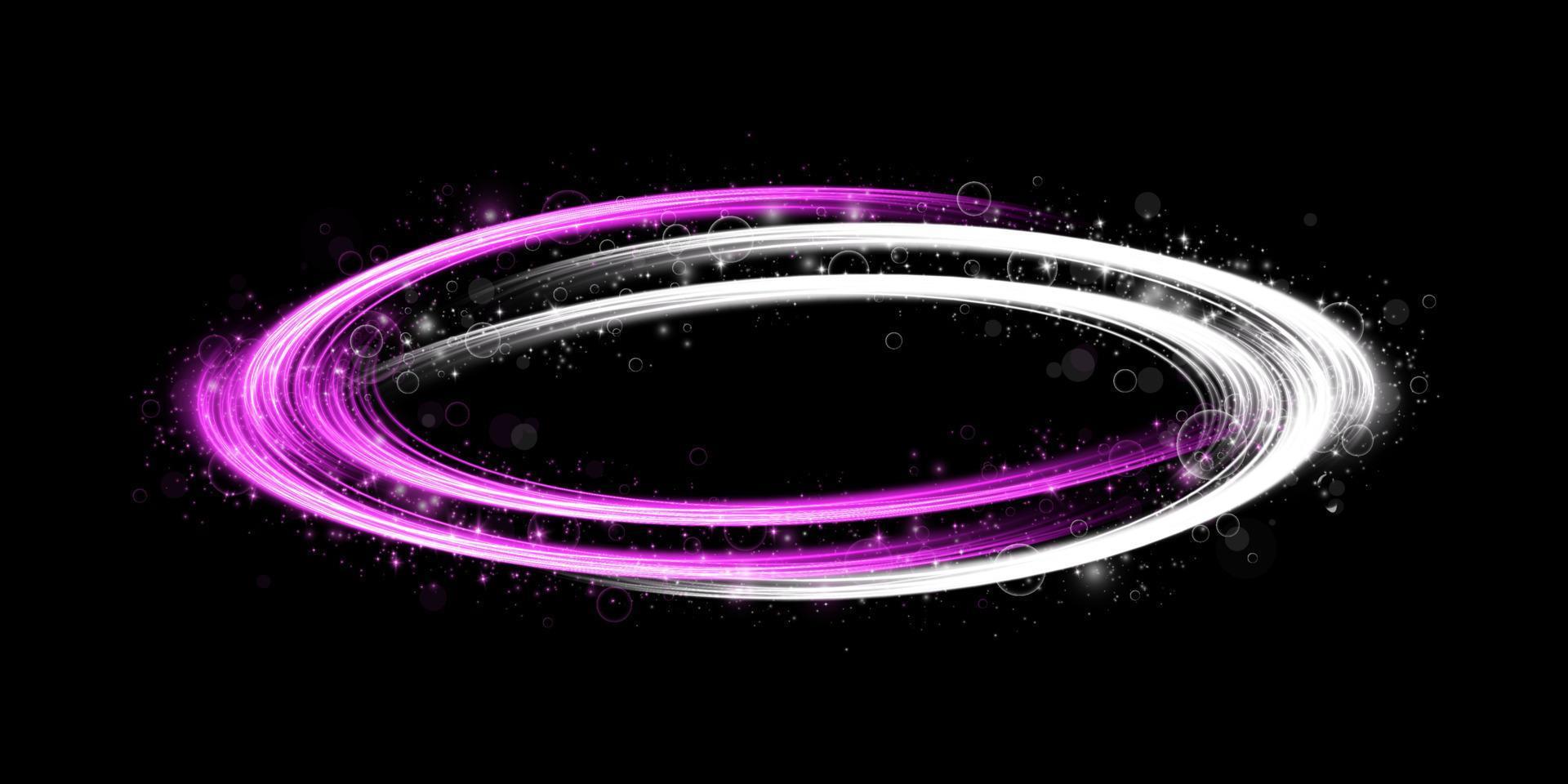 abstrakt ljus rader av rörelse och hastighet med vit och lila Färg gnistrar. ljus varje dag lysande effekt. halvcirkelformig Vinka, ljus spår kurva virvla runt, bil strålkastare, glödande optisk fiber. vektor