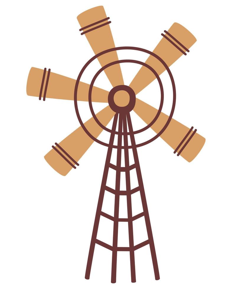ländlich Windmühle und Wassermühle. Ideal zum Logo, Drucken und Postkarten. Vektor Illustration isoliert auf das Weiß Hintergrund.