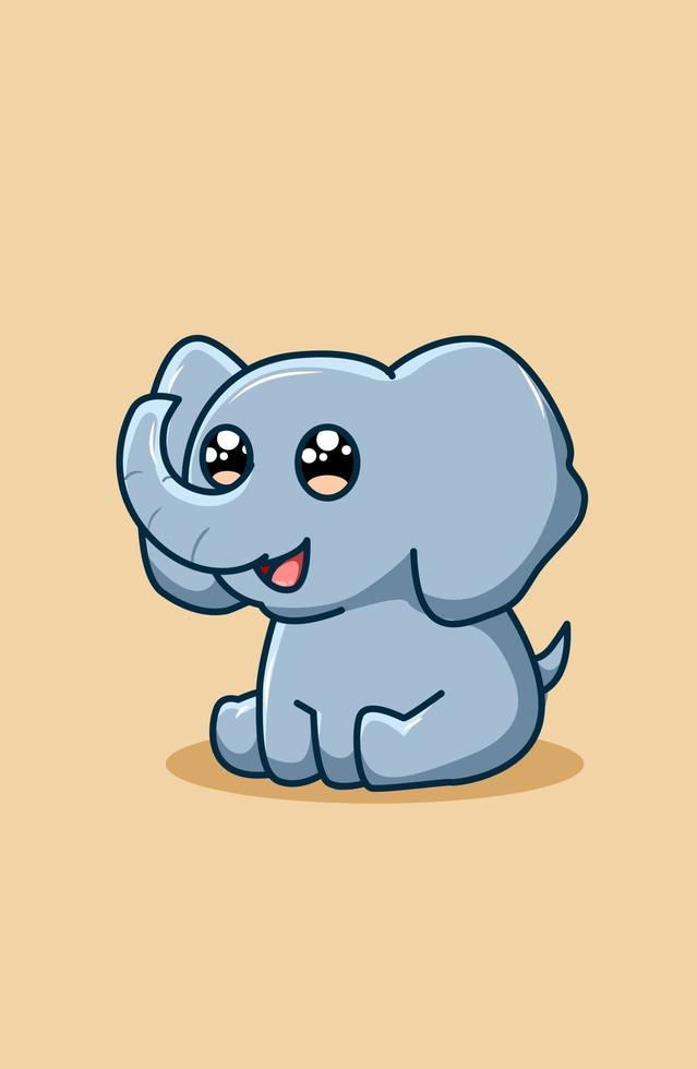 rolig och glad baby elefant kartong illustration vektor