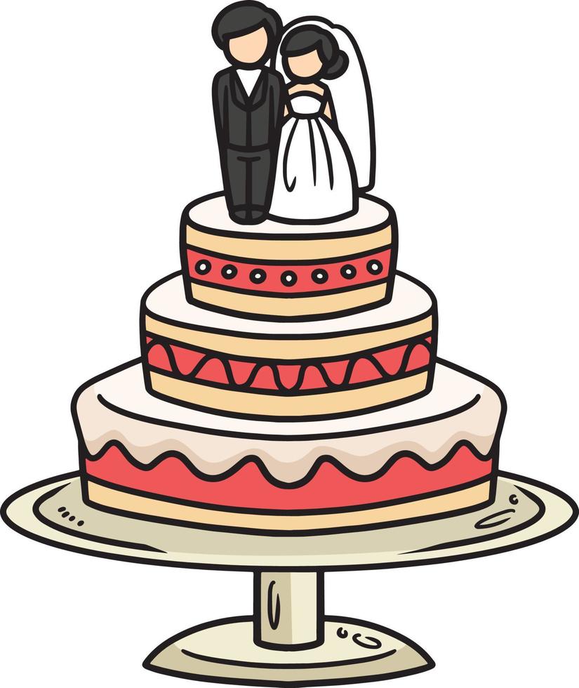 Hochzeit Kuchen Karikatur farbig Clip Art Illustration vektor