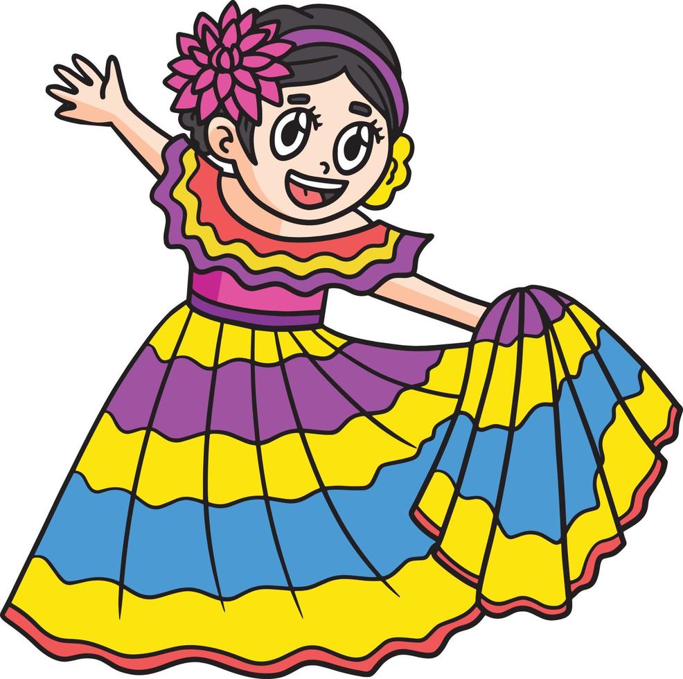 cinco de mayo mexikansk flicka dans tecknad serie ClipArt vektor