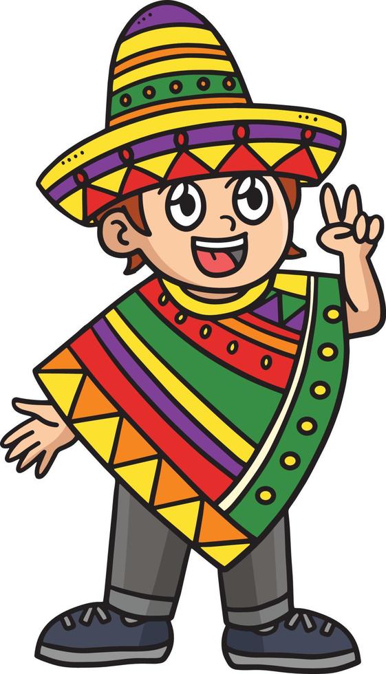 cinco de mayo Lycklig mexikansk pojke tecknad serie ClipArt vektor