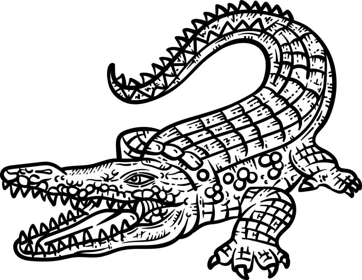 krokodil djur- färg sida för vuxen vektor