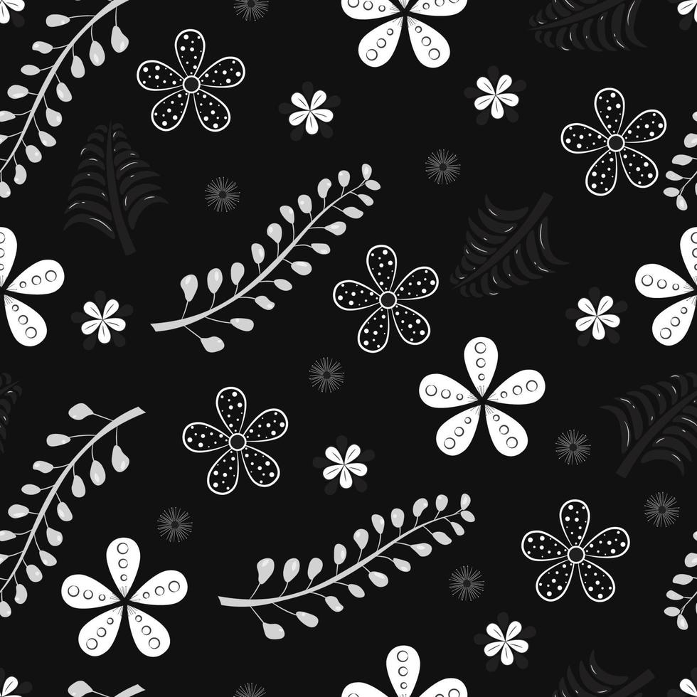 ein schwarz und Weiß Hintergrund mit ein Blumen- Muster vektor