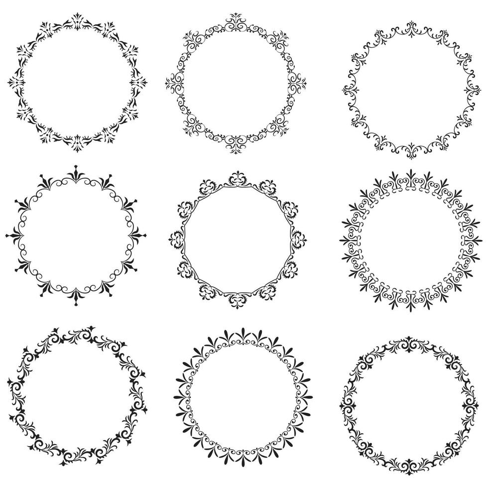 blommig kransar, stor uppsättning av blommig runda ramar vektor illustration. perfekt för inbjudningar, hälsning kort, citat, bloggar, bröllop ramar, posters och Mer