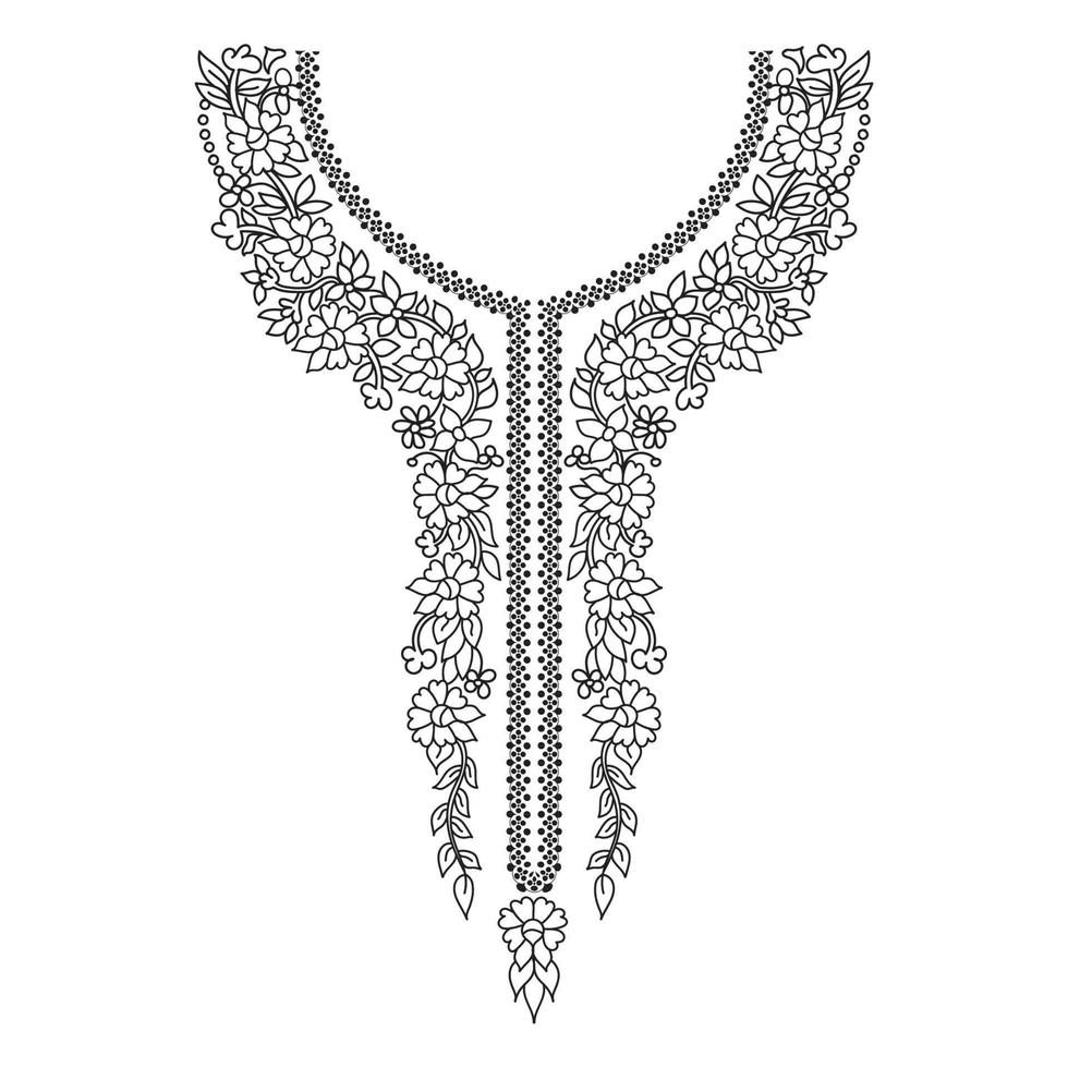Textil- Stoff Hals Design, Muster traditionell, Blumen- Halskette Stickerei Design zum Mode Frauen Kleidung Ausschnitt Design zum Textil- drucken. vektor