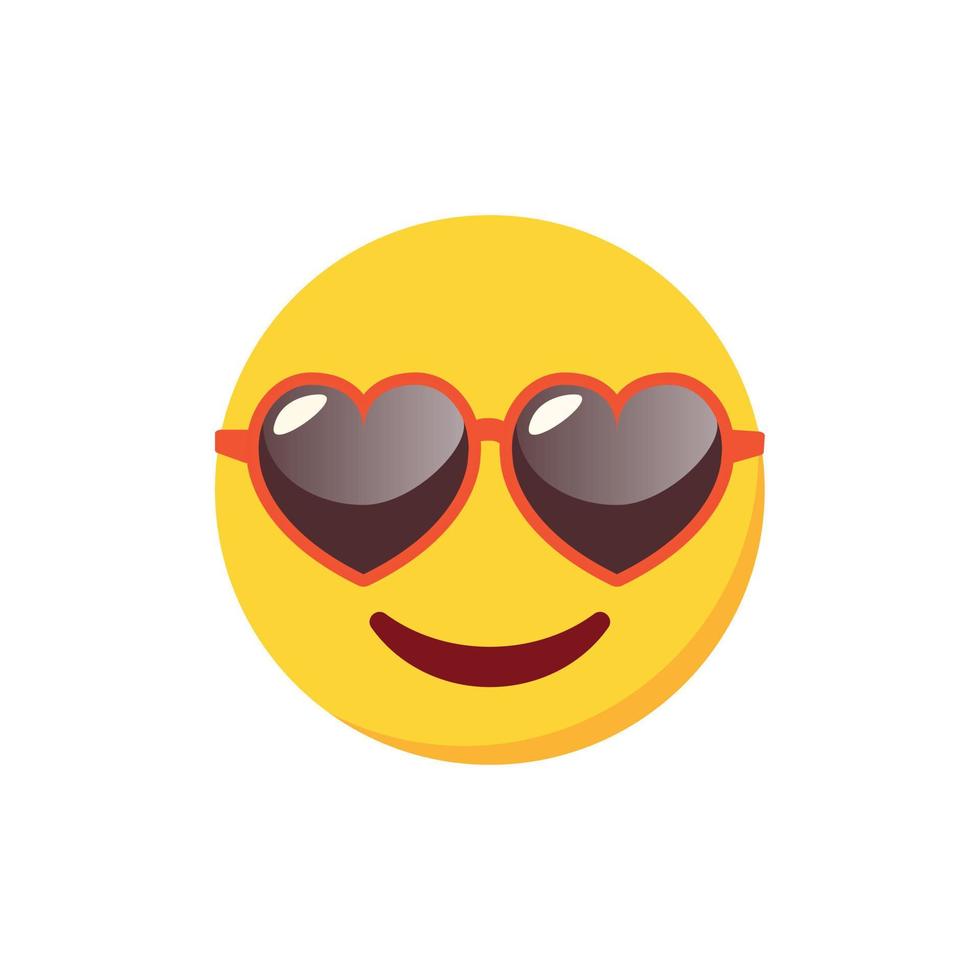 Emoji mit Herz geformt Sonnenbrille isoliert. Sommer- Konzept. vektor