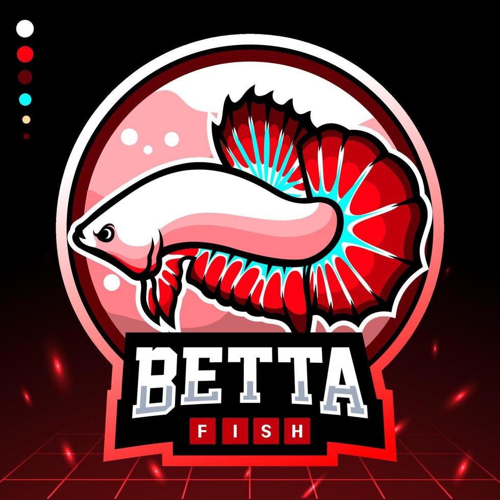 Betta Fisch Maskottchen, e Sport Logo Design vektor
