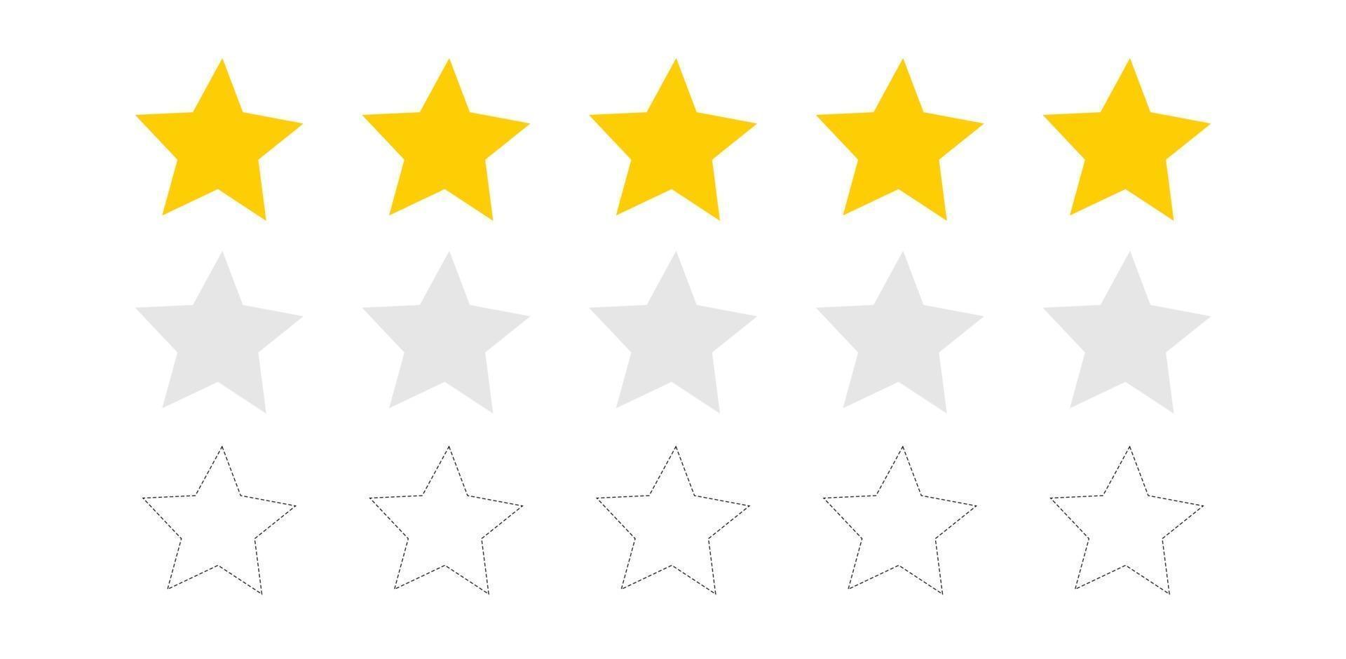 Sternsymbol. Vektor gelb isoliert fünf Sterne. Vektor 5 Sterne Bewertung Bewertung. Qualitätsformdesign.