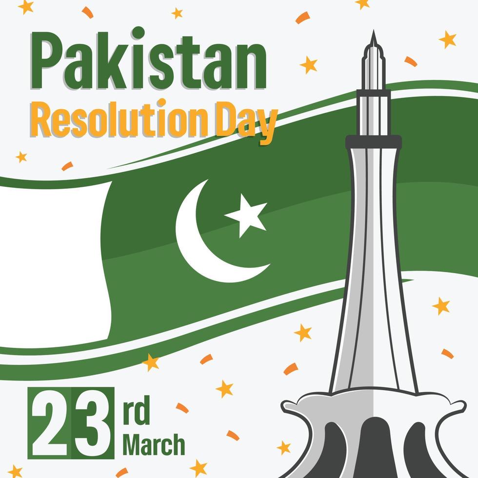 fri 23 Mars nationell dag av pakistan vektor med minar e pakistan