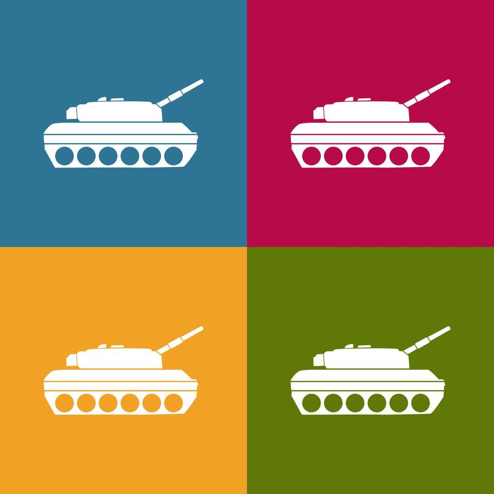 sömlös pop- konst mönster. vit militär tank. bakgrund med bekämpa fordon. färgrik vektor illustration isolerat på grå bakgrund.