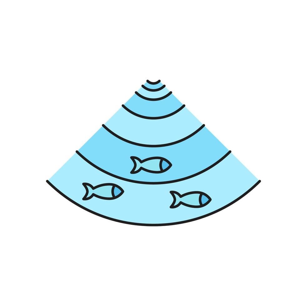 fiske industri fisk ekolod översikt ikon eller symbol vektor
