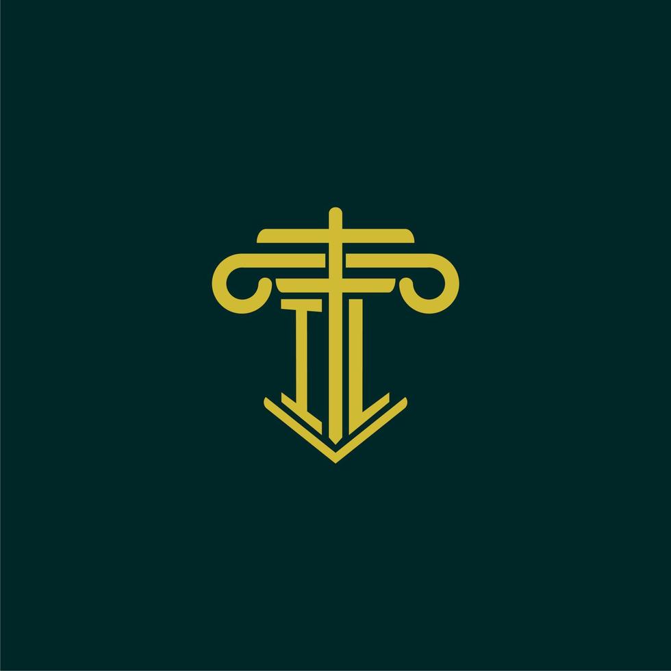 il Initiale Monogramm Logo Design zum Gesetz Feste mit Säule Vektor Bild